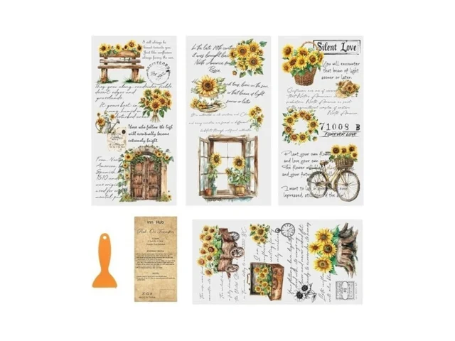 4 Sheets Rub On Transfers For Crafts Sunflower Rub… Code