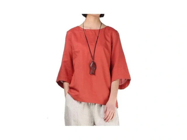 Minibee Women S Linen Blouse Round Neck 3 4 Sleeve… Coupon