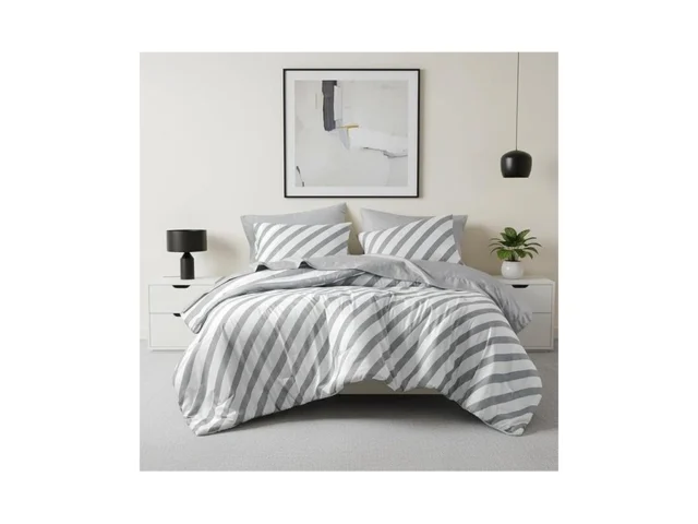 Reversible Striped Queen Comforter Set-bed In A Bag… Code