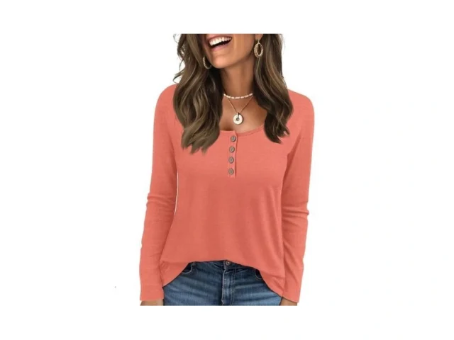 Kilisu Womens Long Sleeve Tops Henley Loose Casual… Code