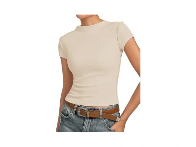 Womens Cap Sleeve Tops Short Sleeve Raw Hem Shirts… Code