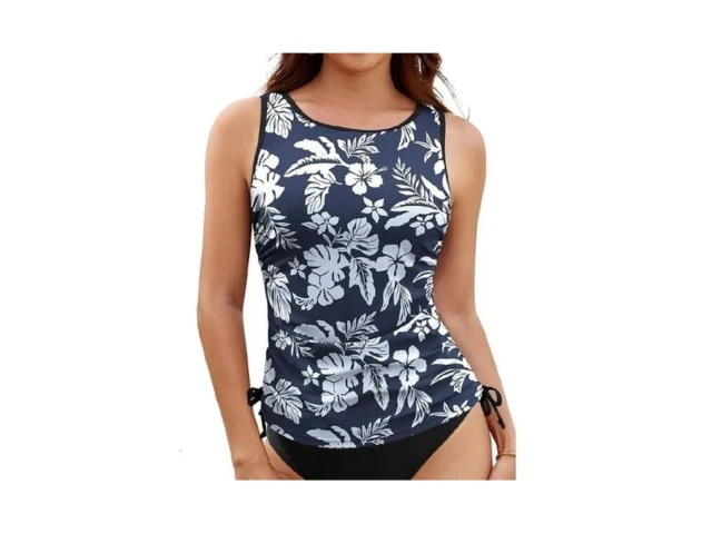 Zaful Blue Flowers Swim Tankini Top For Women Tummy… Code