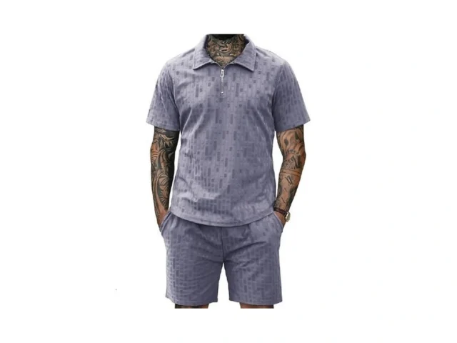 Urru Mens Textured Polo Shirt And Shorts Set 2… Code