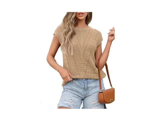 Dokotoo Sweaters Vests For Women Summer Tops Khaki… Code