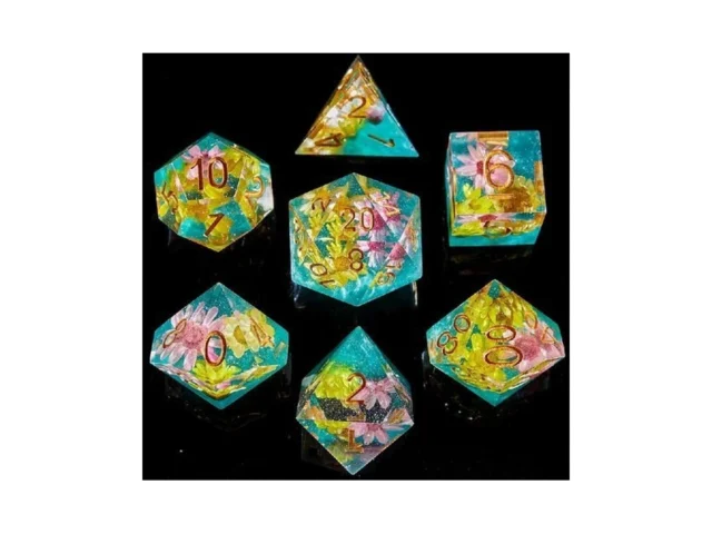 Fugacity Dice Set Handmade Sharp Edge 7 Piece Resin… Code