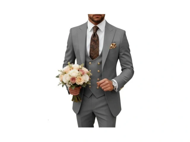 Men S 3 Piece Slim Fit Suit Double Breasted Suit… Code