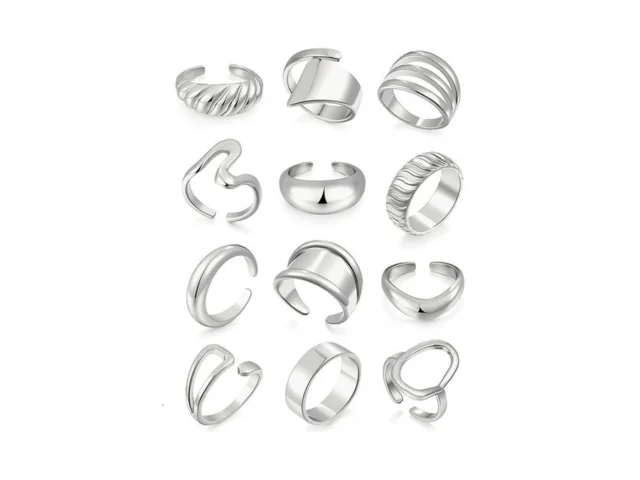 17 Mile 12 Pcs Chunky Silver Rings For Women… Code