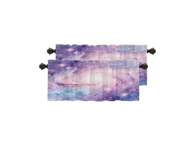 Baonews Galaxy Pink Purple Kitchen Valances Window… Coupon
