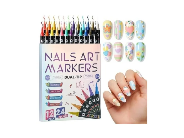 24 Colors Nail Art Markers Pens Set 12pcs-dual… Code