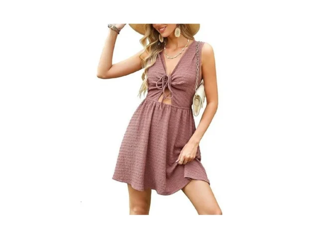 Doreyi Women S Summer Dresses Tie Front V Neck A… Code