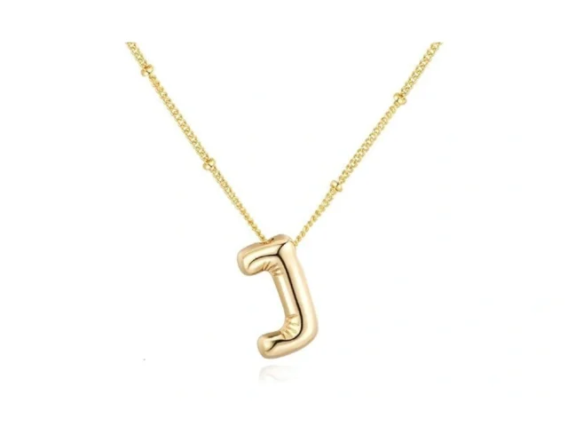 Punhem Bubble Gold Letter Necklace For Women 14k… Code