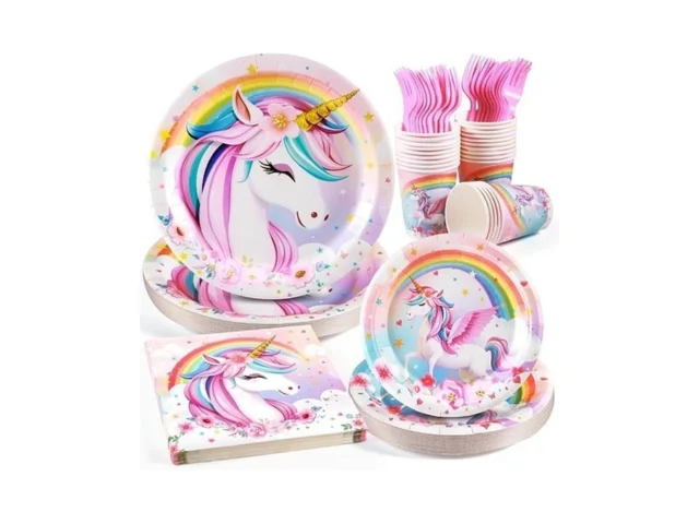 Unicorn Birthday Party Supplies Set Disposable… Coupon