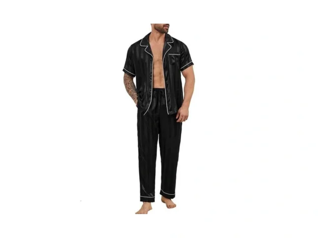 Dearcase Mens Silk Satin Pajama Set Short Sleeve… Code