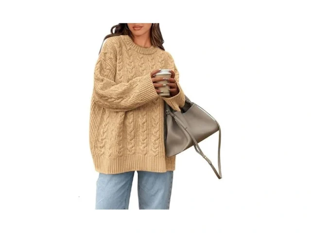Okiwam Women S Oversized Sweaters Crewneck Cable… Code