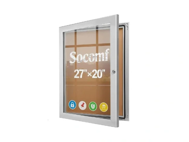 Socomf Lockable Enclosed Bulletin Board With… Code