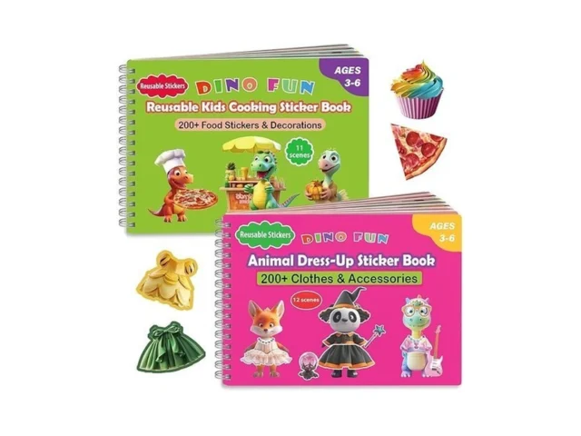 Dino Fun 2-in-1 Reusable Sticker Book For Kids… Code