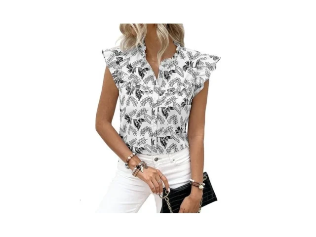 Dowerme Womens Spring Tops 2026 Cute Ruffle Cap… Code