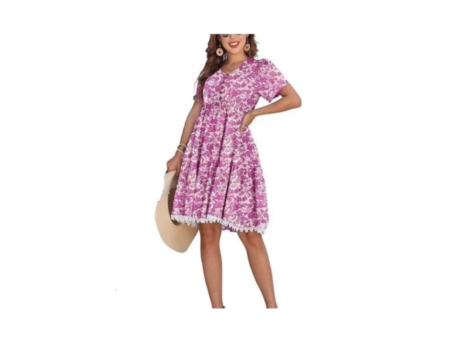 Women S V-neck Button Down Casual Floral Midi Dress… Code