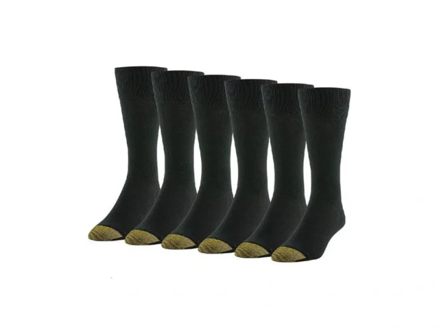 Goldtoe Men S Cambridge Crew Socks 6-pairs Black Large