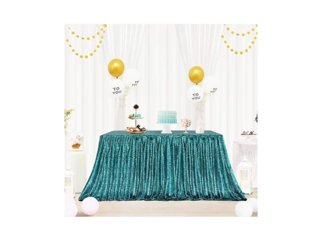 Eternal Beauty Teal Sequin Tablecloth 72 X 108-inch… Code