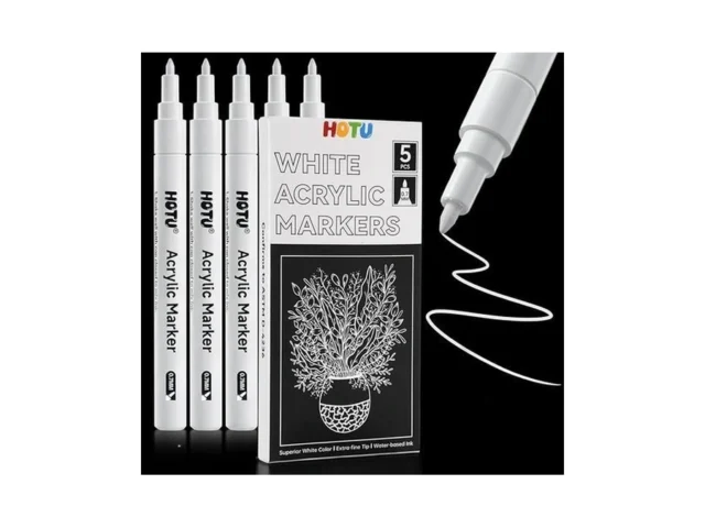 Hotu White Paint Markers Pens 5 Pcs Extra Fine Tip… Code