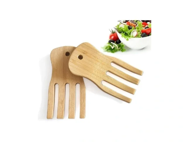Bamboo Salad Servers Wooden Salad Spinner Tongs… Code
