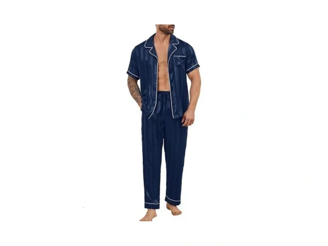 Dearcase Mens Silk Satin Pajama Set Short Sleeve… Code