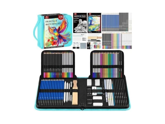 106 Pcs Art Supplies Sketching Kit Pro Drawing… Code
