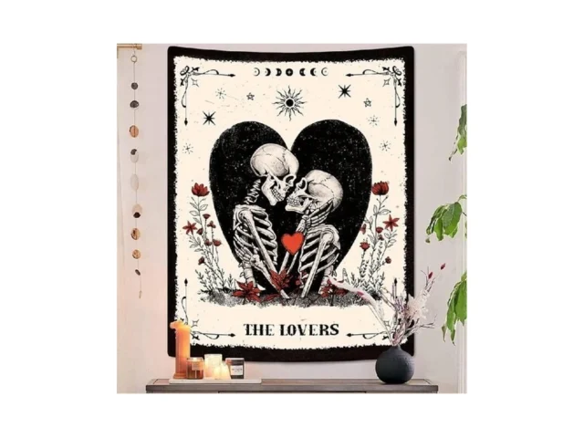 Artcreator The Lovers Skull Tapestry Wall Hanging… Code