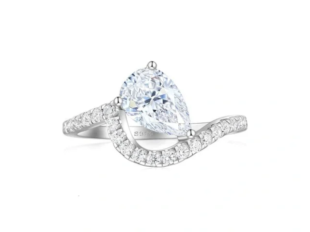 Cijisx 1 5ct Pear Shape Ring 925 Sterling Silver… Code