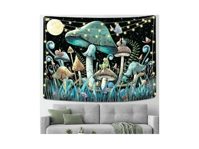 Kjhl Mushroom Tapestry Moon Stars Tapestry Colorful… Code
