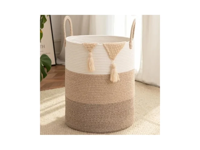 Oiahomy Large Laundry Basket Hamper – 60l Cotton… Code