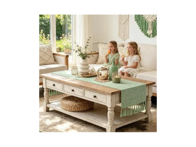 Yuboo Spring Summer Sage Green Table Runner 13×72… Code