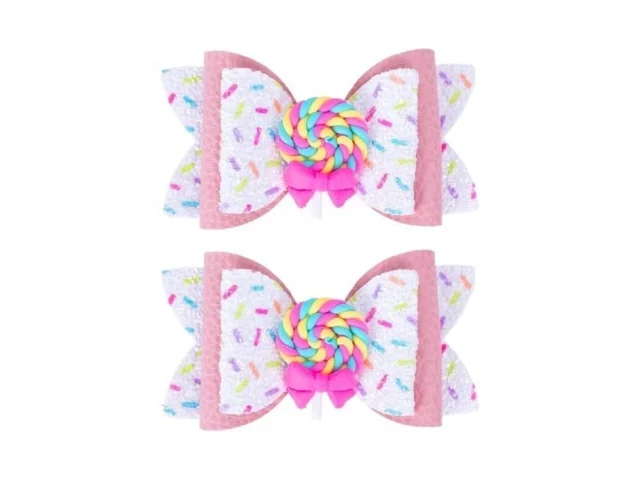 Beleki Lollipop Hair Bows Glitter Hair Clips For… Code