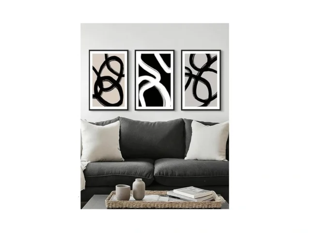 Drsoum Lager 16x24in Black Abstract Framed Wall Art…