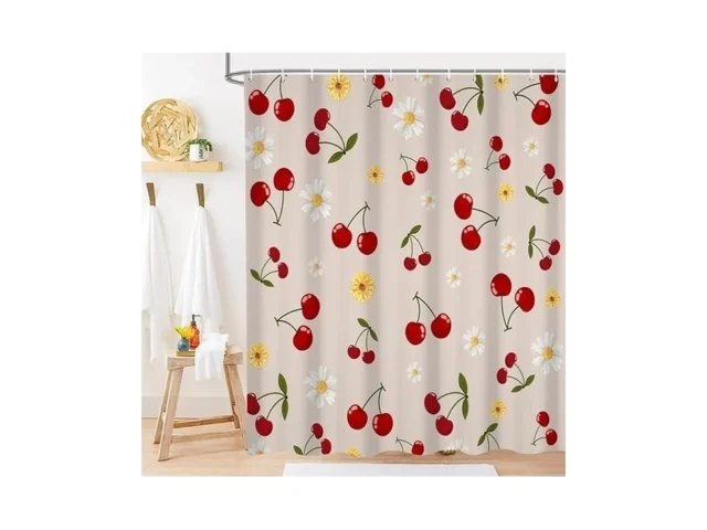 Defouliao Cherry Shower Curtain Cute Floral Red… Code