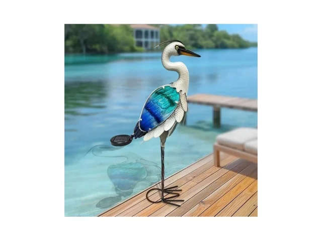 Hongland Solar Metal Crane Statue Garden Heron… Code