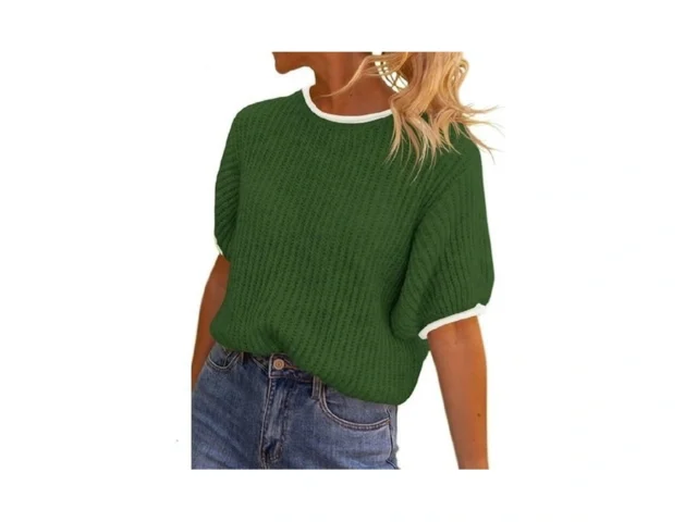 Saodimallsu Womens Puff Short Sleeve Sweater Tops… Code