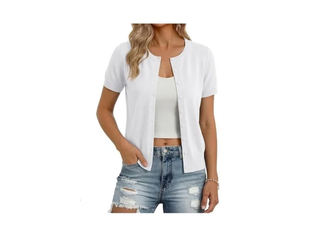 Grace Karin White Cardigan For Women Short Sleeve… Code