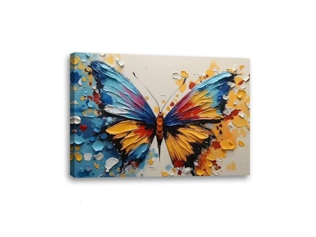 2d No Texture Colorful Painting Butterfly Canvas… Code