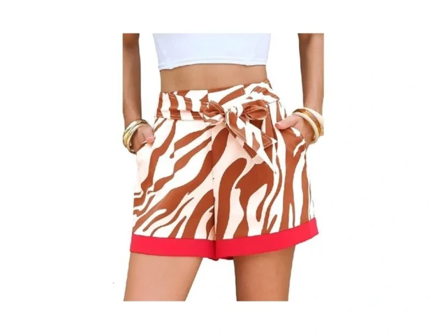 Exlura Womens High Waist Boho Shorts Zebra Print… Code