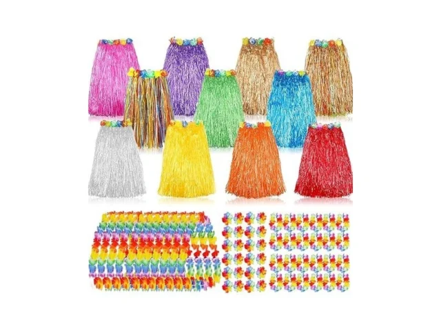 Onkull 12 Set 60 Pcs Hawaiian Luau Hula Skirts… Coupon