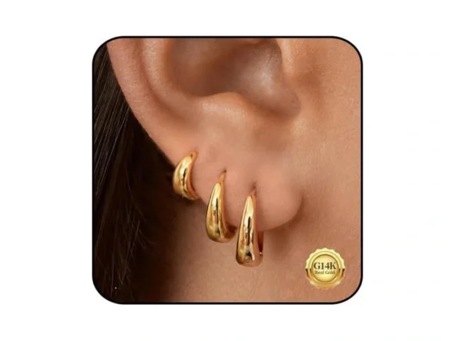 Kenivira 18k Gold Plated Hoop Earrings For Women… Code