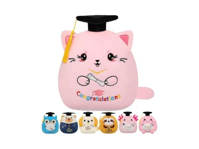 Graduation Gift Cat Stuffed Animal – Pink Cat With… Code
