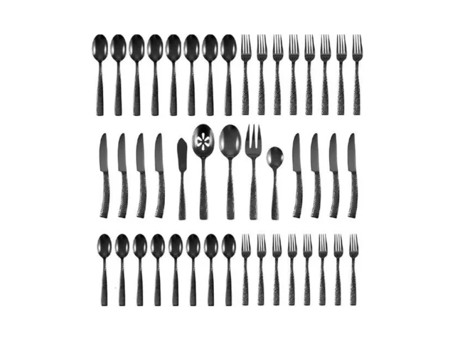 Kelenfer Silverware 45-piece Black Hammered… Coupon