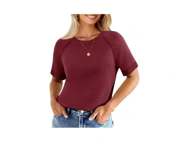 Cicy Bell Womens Short Sleeve Sweaters Crewneck… Code
