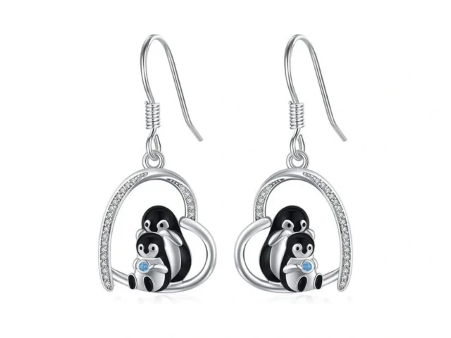 Tughra Penguin Dangle Drop Earrings 925 Silver… Coupon