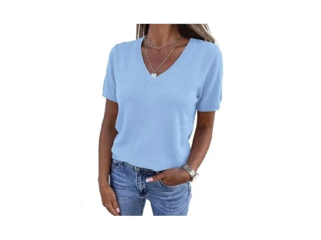 Prettygarden Womens Short Sleeve Sweaters V Neck… Code