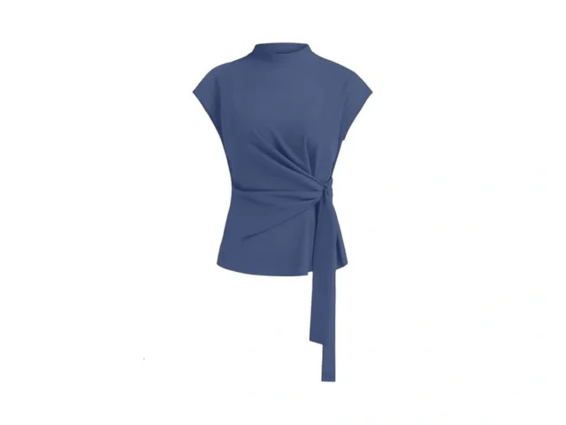 Zelroxa Womens Cap Sleeve Top Wrap Tie Front Mock… Code