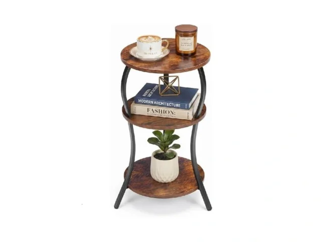 Vintage Small Round Side Table 3-tier Slim Waist… Code
